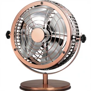 HOLMES Heritage Table Fan 2 Speeds 4 Blades Adjustable 145 Head Tilt Metal Construction 30dB Quiet App Controlled Portable