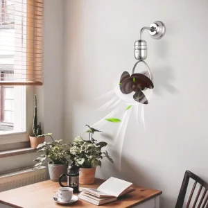 HSG 12 Inch Silver Revolving Ceiling Fan Wall Mount Oscillating Fan with Remote Control Electric Metal Ventilation Fan