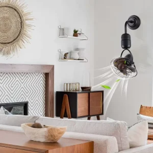 HSG Modern Decorative 12 Inch Oscillating Corner Ceiling Fans Wall Mounted with Remote Control Electric Power Source Made Metal