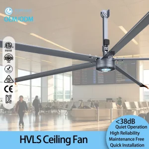 HVLS Ceiling Fan High Volume Low Speed Industrial PMSM Drive Aluminum 12ft Diameter Remote Control Super Large Airflow