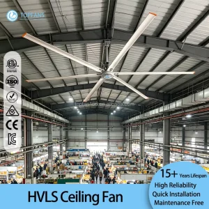 HVLS Fan with Brushless DC Motor Aluminum Alloy Blades Low Noise <38dB KC Approved for Industrial Workshops