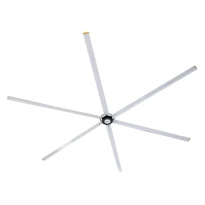 HVLS Industrial Ceiling Fan 6 White Aluminum Blades Energy Saving Motor Low Noise High Volume Logistics Distribution Center Air