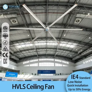 HVLS Industrial Ceiling Fan Permanent Magnet Motor 10ft Blade Diameter Touch Control 38dB Low Noise 3-Year Warranty CE ISO