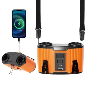 HY 8082 Manufacture OEM ODM Rechargeable Dual sided Clip 16000mah Waist Fan with 10 speed Settings