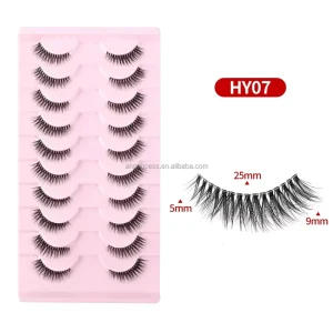 Half Lash Self Adhesive Fan Eyelashes Long Lasting Waterproof Press On Private Label Handmade Long lasting Eyelashes