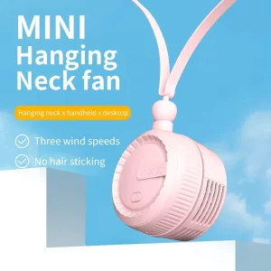 Halter-Neck Bladeless Portable Wearable Fan with Lanyard Quiet Operation 3-Speed Folding USB Charging 500-800mAh Battery
