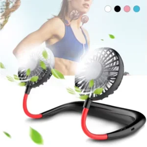 Hand Free Personal Portable USB Battery Rechargeable Mini Fan Headphone Design Compatible Wearable Neckband Angle Adjustable Fan