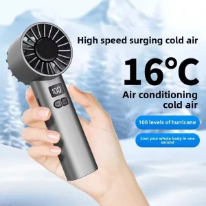 Hand Held Mini Turbo Fan USB Rechargeable LED Display Neck Hanging Cooling Outdoor Use Three Wind Speed