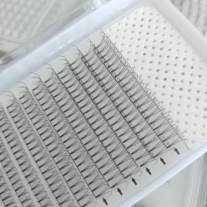 Hand Made 3D Short Stem 0.10mm Premade Fana Lashes Korean PBT Fibers