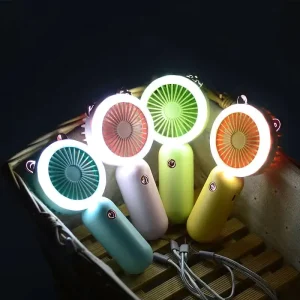 Hand Mini Fan Night Light USB Electric Handheld Desktop Rechargeable Small Cooling Fan Portable with Lithium Battery