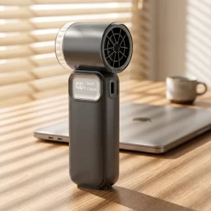 Handheld Bladeless Portable High Speed Powerful Cooling Fan with Built In Power Bank with Light Plastic for Phone Charging