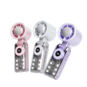 Handheld Cooling Fan Folding Turbos Fan With Atmosphere RGB Light 100 Speed Digital Display High Wind Ice colding Summer Outdoor