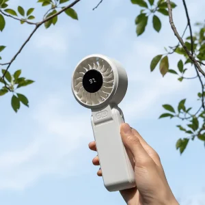 Handheld Digital Fan USB Rechargeable with 100 Speed Levels 360 Degree Adjustable Head Handheld Hanging and Stand Modes