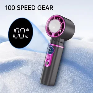 Handheld Fan 100 Adjustable Speeds Rechargeable Portable Fan for Office Travel with LED Light