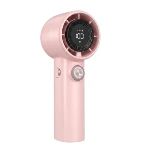 Handheld Fan 9MS Strong Wind 100-Speed 15000 RPM Knob Control Foldable USB Rechargeable 12-Hour Battery 35dB Outdoor Plastic