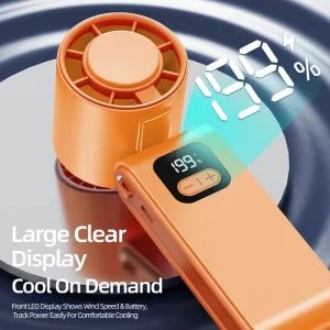 Handheld Fan Digital Display Low Noise Operation Portable Handheld Lightweight Design Cooling Fan