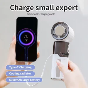 Handheld Fan Extreme Cooling 1 100 Speed Scroll Wheel Digital Display 6000mAh Power Bank Battery Rechargeable Portable Mini Fan