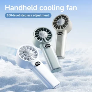 Handheld Fan with Rapid Cooling 100 Level Stepless Speed 3000mAh Rechargeable Brushless Motor Digital Display Light Mini Design