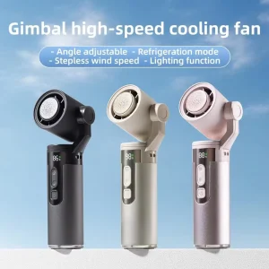 Handheld High Speed Cooling Fan with Flexible Joint LED Light Lanyard Wearable Neck and Multi-Angle Airflow