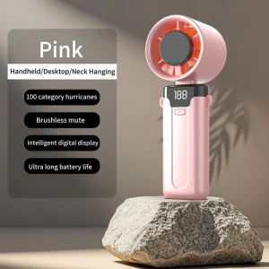 Handheld High Speed Fan With Led Display Rechargeable Portable Fan