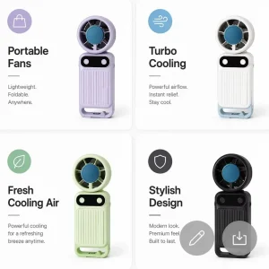 Handheld Mini Fan Rechargeable with Ice Pad Cooling Smart Display Lightweight Portable Personal Fan for Summer Outdoor Travel