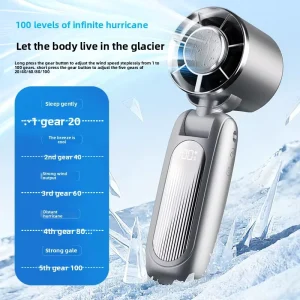 Handheld Mini Folding Cooling Fan Brushless Motor 1200 2000mAh Rechargeable Battery Powerful Turbo Portable Fan
