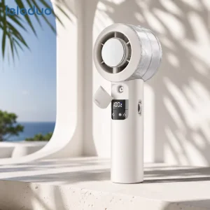Handheld Mist Fan with Cooling Function Brushless Motor Rechargeable Digital Display Quiet Personal Fan for Travel Office OEMODM