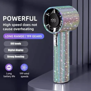 Handheld Powerful Turbo Diamond Fan USB Rechargeable Home Quiet Long Life Battery Outdoor Convenient Mini Fan