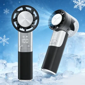 Handheld Turbo Cooling Fan 3000mAh Fast Ice Compress Powerful Airflow LED Display 100 Speed Camping Hiking Summer Use