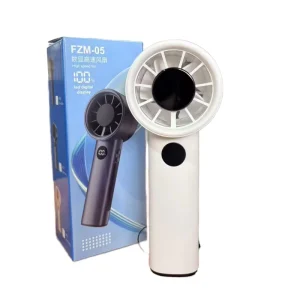 Handheld USB Battery Rechargeable Car Fan 5 Blade Mini Silent LED Light Portable Digital Display Household Outdoor Use Plastic