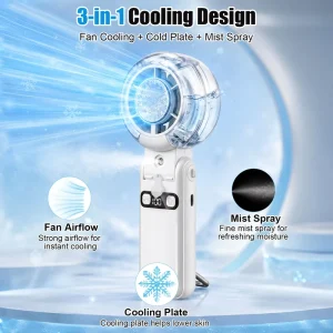 Handheld USB Portable Fan Mini Wearable Humidify Cooling Fan for Camping Outdoor Car RV Use