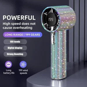 Handheld Violent Turbine Fully-set Diamond Fan With USB High-speed Digital Display and Portable Long-lasting Power Supply Fan