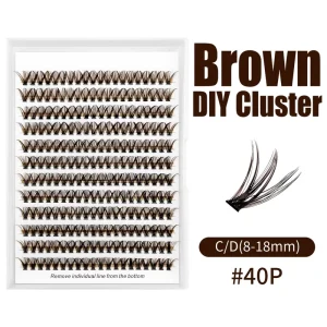 Handmade 40P Individual Cluster Brown Natural Eyelash Fans DIY Cluster Lash Extensions