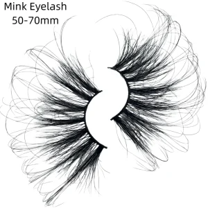 Handmade 50 70mm Mink Lashes Wispy Fluffy Full Strip Lashes 3D Lashes Mink Eyelash Custom Logo