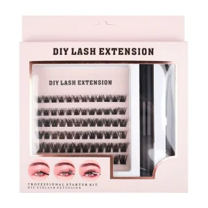 Handmade Custom Package Design DIY Eyelash Extensions Pre Mapped Manga Cluster Anime Lashes Natural Black Synthetic Hair 6 Rows