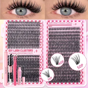 Handmade DIY Eyelash Extension Set 700 Clusters Bonded Individual Lashes Natural Fan Eyelashes Extension Lashes Book
