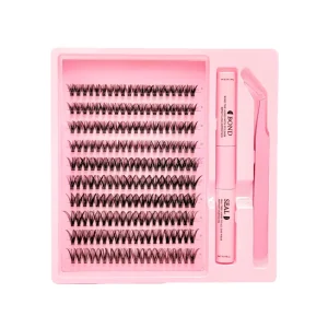 Handmade DIY Lash Kit 10 Rows Segment Eyelash 30D 8-16mm Individual Cluster Silk Fans Knot Natural Soft
