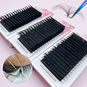Handmade Dark Matte Cashmere Lash Trays Custom Logo 0.05 0.07 CC Velvet Volume Faux Mink Fluffy Eyelash Extensions