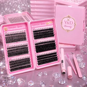 Handmade Diy Volume Lash Clusters Kit Custom Large Capacity DIY Eyelash Book Bluk 30D 40D 50D Faux Mink Fan Eyelashes