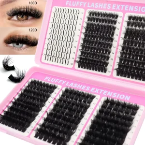 Handmade PBT Natural Black Fairy Dense 60 Rows Press DIY Cluster Pre Made Custom Logo Available Fan Lash