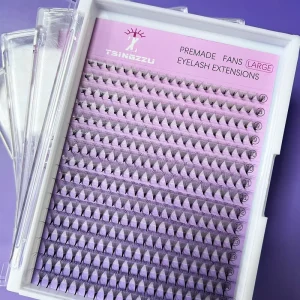 Handmade Premade Volume Eyelash Extensions Trays 3D 5D 8D Long Short Stem Fans 0.07mm Mink Flat Base Narrow Pre Made Fans