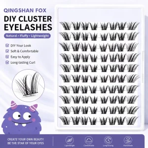 Handmade Self Adhesive DIY Cluster Lashes Glueless Press on Eyelash Extensions 10 Rows Wispy for Natural Look
