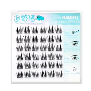 Handmade Synthetic Fiber Fan Shaped Individual Lashes False Eyelashes Natural Style Glue Free