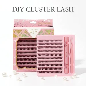 Handmade Synthetic Hair Lash Clusters DIY Eyelash Extension Kit Private Label Full DD Fan Eyelashes 0.07mm Thickness