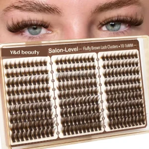 Handmade Synthetic Hair Mocha Brown Lash Clusters Spiky Wispy Wet Look Anime Fan Eyelashes