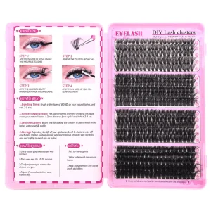 Handmade Synthetic Hair PBT Fibers Fan Eyelashes 0.07mm Cluster Spike Bottom Lash 3D Faux Mink 12 Rows Pointy Thin Base Natural