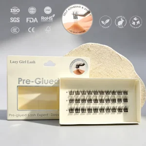 Handmade Thick Synthetic Hair False Eyelashes Kit Self-Adhesive Press-on Cluster Lashes 0.07mm Natural Fan 3D Effect