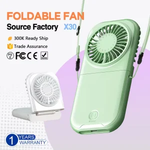 Hands Free Foldable Neck Fan with 5 Speeds Adjustable Airflow Rechargeable Personal Cooling Fan for Sports Commuting Travel Use
