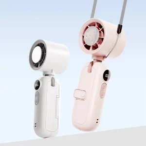 Hands Free Neck Wearable Umbrella Portable Fan Clip 10-12mm 3000mAh 5 Speeds Ice Cooling Foldable 360 Rotation Car & RV