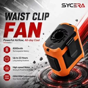 Hands Free Waist Fan 8000mAh Rechargeable High Velocity Clip On Personal Cooling Fan for Outdoor Jobsite OEM ODM